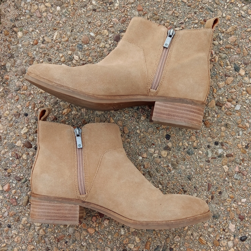 Lucky Brand Prenma tan suede leather booties women's ankle boots sz 8 - Picture 5 of 9